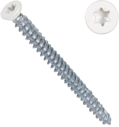 PARCO Vis pour cadre de fenêtre mm - Couleur - Vis de fenêtre galvanisée pour bois, plastique et aluminium - Pour montage sur fenêtre sans chevilles - Pour montage à distance (RAL 9016, 7,5 x 82 mm)