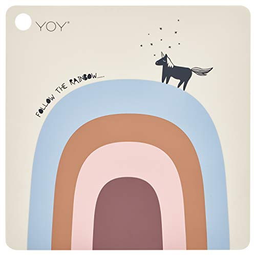 OYOY Mini Follow The Rainbow Platzset – Abwaschbares Tischset aus 100% Silikon mit Regenbogen-Design für Babys und Kinder