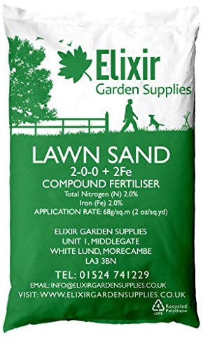 Elixir Gardens Lawn Sand | Professional Grass/Paddock Top Dressing + Nitrogen Feed | Turf & Lawn Green-Up | N.P.K 2-0-0+2 Fe | 5kg Bag | Treats over 70 sq.m