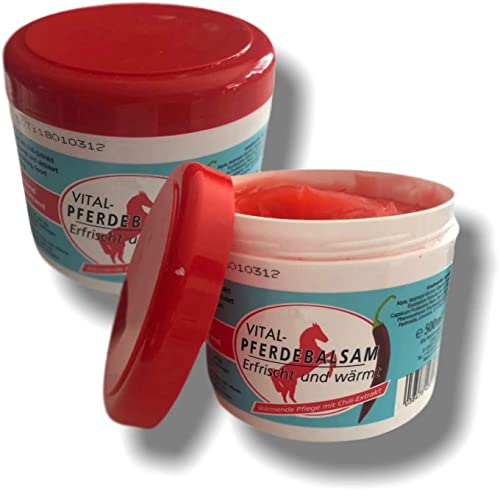 2x 500ml Pferdesalbe mit Chiliextrakt, Pferdebalsam, Massagegel, Sportgel für Massage, Wärmesalbe, Massagesalbe wärmend