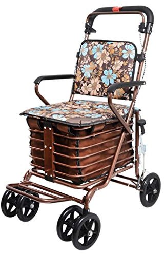 Carrello della spesa multifunzione Il carrello per anziani Piccola macchina da traino La carriola per anziani può spingere per sedersi Camminatore pieghevole Quattro carrelli per lo stoccaggio di