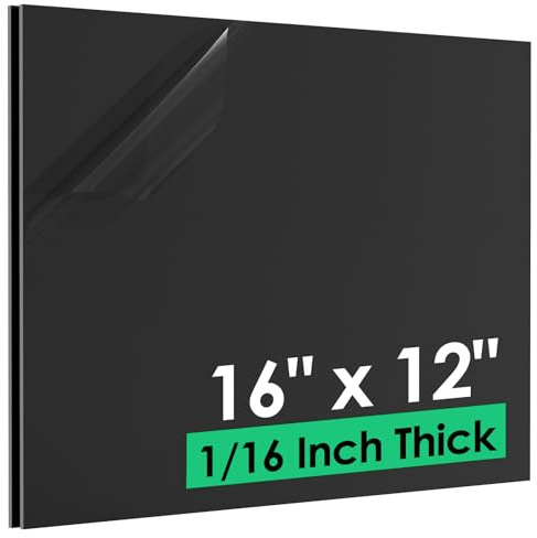 ABS Plastic Sheet 1/16 x 16 x 12, 2 Pack Black Rigid Thermoplastic Board for Crafts, DIY Projects, Dual-Surface (Textured & Smooth)