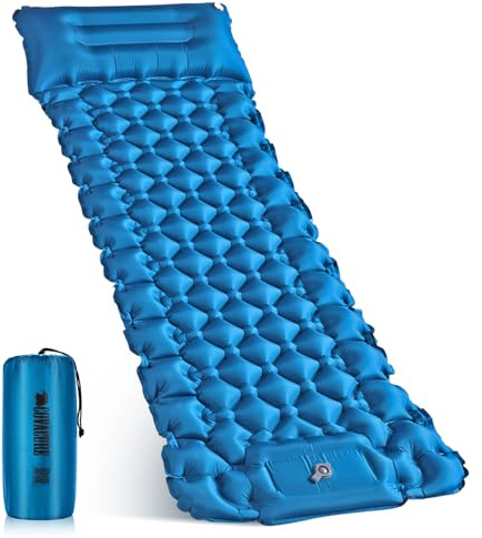 covacure Sleeping Pad for Camping - Ultralight Self-Inflating Camping Pad Mat with Built-in Foot Pump, Durable & Waterproof Air Mattress for Hiking