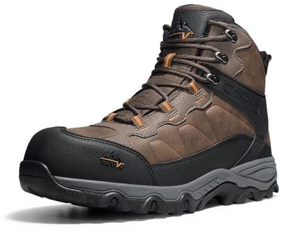 NORTIV 8 Men's Waterproof Steel Toe Work Boots,Brown,10