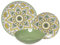 VAJILLA PORCELANA GRES MORDERNA CALIDAD 6 PERSONAS (18 PIEZAS) DECORADO VERDE