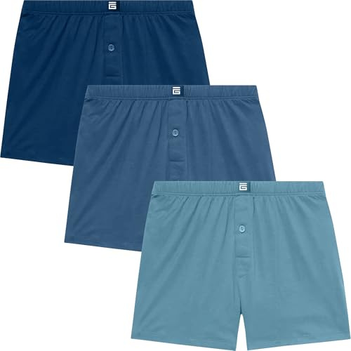 Giovici Mens Boxers Loose Fit - Super Soft Cotton Shorts With Button Fly - Underwear - Tag-free Loose Boxers Multipack (3/6 Pack)