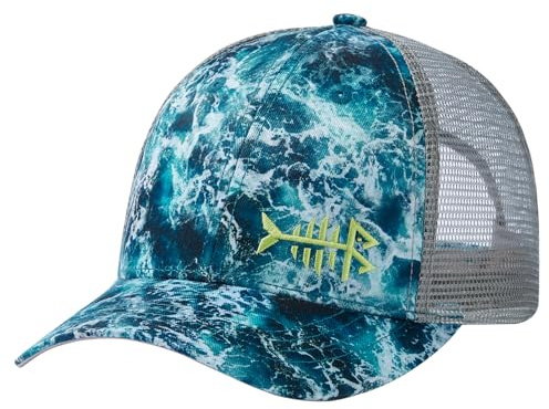 BASSDASH Altimate Gorra ajustable unisex con parte trasera de malla de pesca, Ocean Camo, talla única