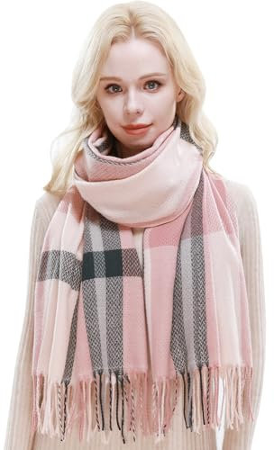 RIIQIICHY Schal Damen Winter Kariert Schals Tücher Winterschal Frauen Kuschelig XXL Pashmina Schal Herbst Dicker Schal mit Fransen
