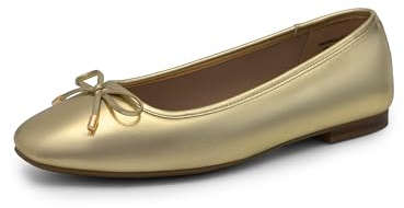 DREAM PAIRS Bailarinas Mujer Zapatos Planos de Ballet para Mujer Comodas con Plantilla Acolchada,Size 38.5,Oro,DWUMFA2517