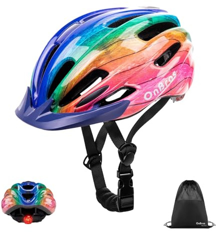Kids Bike Helmet for Boys & Girls Ages 5-7-9-10-12-14 Adjustable Kid Cycle Helmet with Visor & Light, Lightweight & Safe for Cycling Scooters and Skating 50-57cm