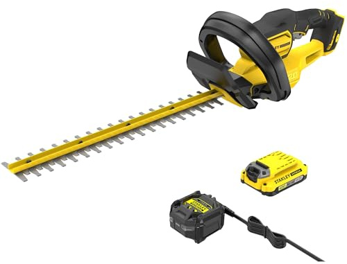 STANLEY FATMAX 18 V V20 sladdlös häcksax (50 cm svärdlängd, 19 mm skärtjocklek, med strykhandtag och knivsnabstopp, inkl. 2,0 Ah batteri och laddare) SFMCHT650D1-QW