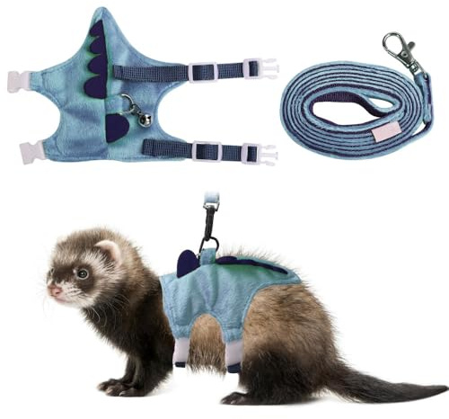 Pettorina per furetti, morbida guinzaglio regolabile per conigli, gilet corto in peluche con guinzaglio e campanellino per porcellini d'India, piccoli animali domestici, scoiattoli