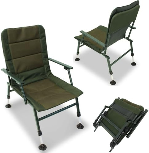 RILOOP Carp Coarse Fishing Sturdy Chair with Arm Rests with Mud Feet