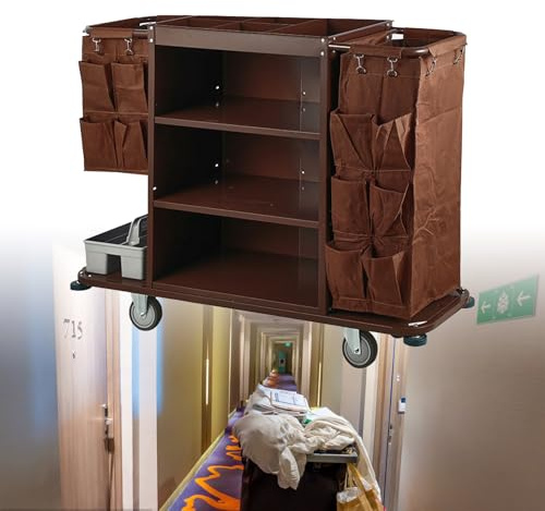 Industriell Multifunktionell Hotellvagn, Städvagn Med 3 Hyllor, Städvagn För Hotell Med Rundsträckta Tysta Hjul, Mångsidig Design, Robust Och Hållbar