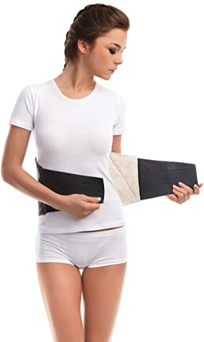 TOROS-GROUP – Värmebälte – Njurvärmare – Ryggvärmare av ren bomull med massageeffekt för vuxna och seniorer, Svart, Unisex, Höjd 22 cm – L