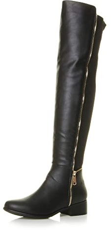 Ajvani Femmes talon bas extensible élastique grosse jambe cuissardes bottes d'équitation pointure 8 41