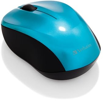 Verbatim GO NANO-Computermaus, kabellose Maus mit 3 Tasten, Funkmaus für Laptop, Notebook, PC und MAC mit 2,4 GHz-Funktechnologie und 1600 dpi, Verbindung via Nano-Receiver, Blau