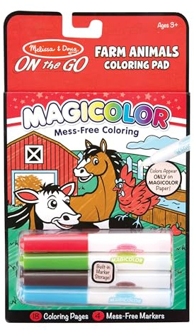 Melissa & Doug On the Go Magicolor Coloring Pad: Farm Animals - 18 Pages, 4 Markers