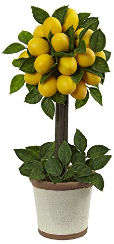 Nearly Natural Lemon Ball Topiary Arrangement, 19.5'' x 8.5'' x 8.75''
