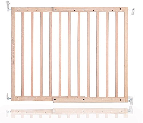 Safetots Robustes Holz Babygitter für Treppen, Natur, 63.5 cm - 105.5 cm, Holz Schraubgitter, Schraubbefestigung als Sicherheitssperre, stilvolles Design und praktisches Sicherheitsgitter
