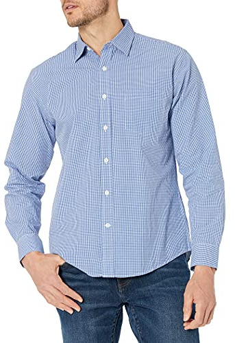 Amazon Essentials Uomo Camicia Casual in Popeline a Maniche Lunghe vestibilità Regular