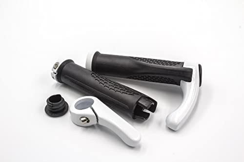 vhbw 2X Poignées de Guidon pour vélo et VTT - Poignee avec Cornes Bar-Ends, Ergonomique, Noir/Blanc