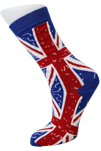 Number1Gifts Men's Socks Union Jack British Flag Vintage Style Cotton Rich PACK 1