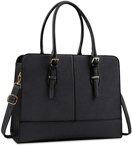 Lubardy Bolso Mujer Impermeable Bolsos Bandolera Grande Bolso Ordenador 15.6 pulgadas Gran Capacidad Bolsa Tote Shopper Negro