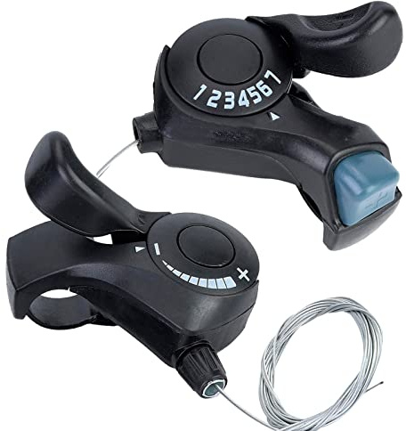 SOONHUA Bike Shifter SL-TX30-3x7, 1 Pair Bike Thumb Gear Shifters with 7 Speed Bike Right Thumb Shift Lever and 3 Speed Bike Left Thumb Shift Lever for Mountain City Road Folding Bicycle