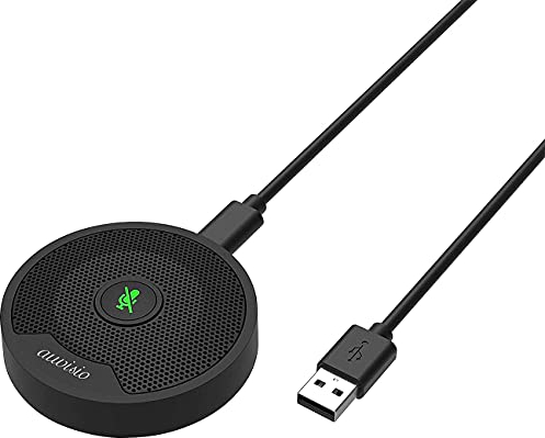 auvisio Konferenzmikro: Omnidirektionales 360°-Kondensator-Konferenzmikrofon, USB C, PC & Mac (USB Mikrofon, Tischmikrofon, Konferenztelefon)