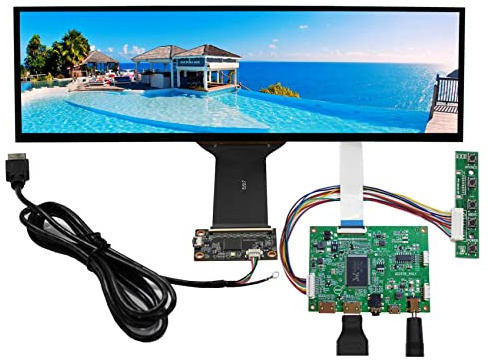 VSDISPLAY Portable Touch Screen Monitor, 12.6 1920X515 NV126B5M-N41 eDP IPS LCD Display, Micro USB Control Board and Capacitive Touch Sensor Panel