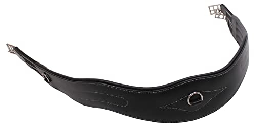 ARBO-INOX Anatomisch geformter Sattelgurt mit Kontrastnähten Rindsleder (120cm, SCHWARZ)