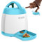 PETGEEK Treat Dispenser Dog Toys, Automatic Pet Feeder with Dual Power Supply and Remote Control, Dog Puzzle Toys and Interactive Dog Toys in One for Indoor or Outdoor Play(Blue)