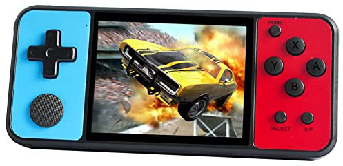 Aojiao Handheld Game Console for Kids Adults, Built-in 1015 Retro Video Games and Support TF Card Download Save Progress Rechargeable 3.0 Inches HD Screen Birthday Xmas Gift (Black-Blue)