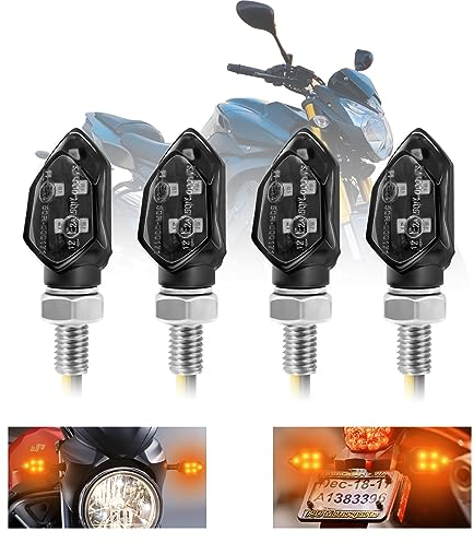 RUIZHI LED Blinker Motorrad, 4 Stück 12V Motorrad Blinker E Geprüft, Motorradlichter für Tag und Nacht, Geeignet für Straßenmotorräder, ATVs, Geländemotorräder, Motorroller