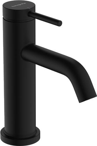 hansgrohe Tecturis S - Tvättställsblandare för kallvatten utan bottenventil, Kallvattenkran med utloppshöjd 80 mm, Badrumskran vattenbesparande (EcoSmart+), matt svart, 73313670