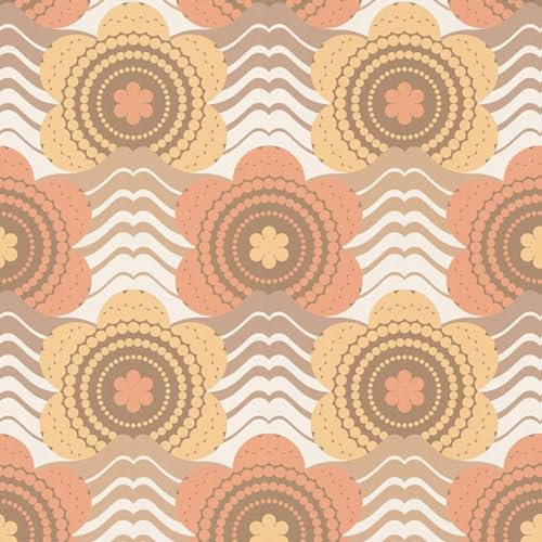 Retro Flowers 70's Orange Wallpaper - Feature Wall Stylish Trendy - Textured Paste The Wall Vinyl