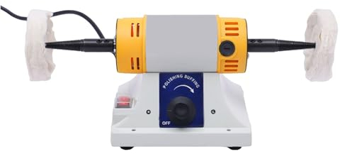 Loobiiny Mini Doppelkopf Polierbock Rotationspoliermaschine Bench Grinder Kleine Poliermaschine Schleifmaschine Doppelschleifer 320W mit Drehzahlregelung