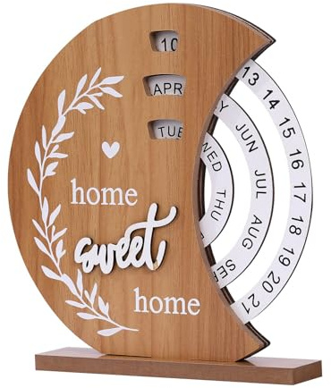 Moon Perpetual Calendar, Desk Calendar, Cool Calendar, Wooden Calendar, Rotating Desktop Calendar, DIY Home Office Desktop Decorations for Gifts