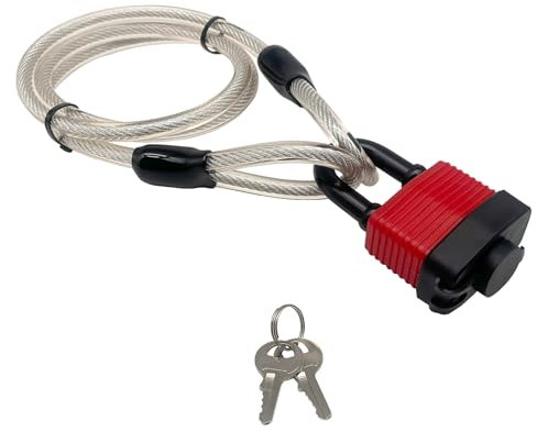 Cable Lock 4ft / 1.2 Meters Long - Steel Cable 1.2 m / 47” for Bicycle with Hook and Loop Fasteners - Steel Cable 4 feet for Courtyard Gate & as Bike Lock - with Easy Locking-Mechanism