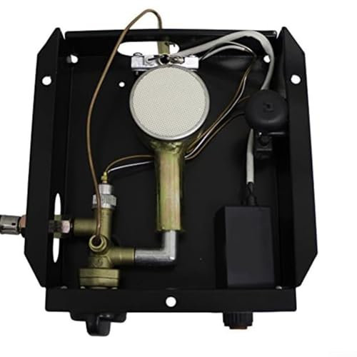 Calentador de propano de tubo de vidrio, dispositivo antiinclinación, calentador de patio al aire libre, módulo de quemador de repuesto de 47000 BTU con válvula de seguridad de caja de control (A)