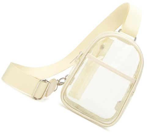 Ddujbtp Transparente Umhängetasche, wasserabweisend, PVC, lässiger Brustbeutel für Stadionkonzerte, Sportveranstaltungen, beige, Taschen-Organizer