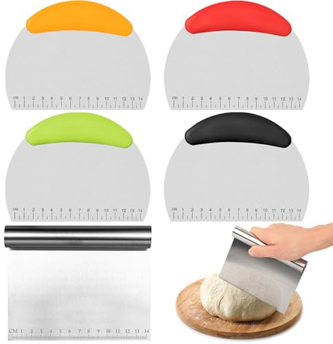 5pcs Ramasse Légumes Cuisine, Grattoir à Pâtes, Grattoirs à Pâte Cuisine en Acier Inoxydable, Coupe Pate Boulangerie, Raclette en Acier Inox, Pelle à Légumes, Corne Patisserie, Spatule à Pâte Gâteau