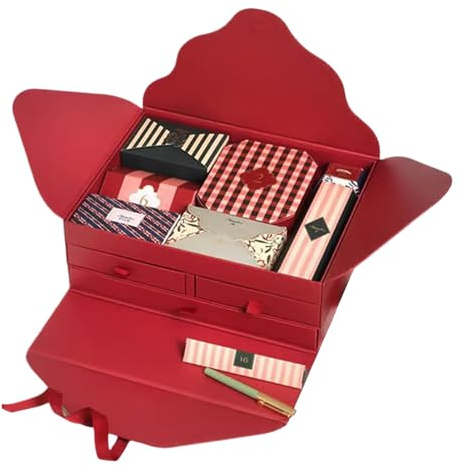 Avvento Di Cancelleria Natale: Calendario 24 Giorni 34x24x9 Cm, Scatola Di Carta Resistente, Kit Di Conto Indietro Creativo, Forniture Regalo Di Natale | Set Di Agenda Per Insegnanti, Studenti