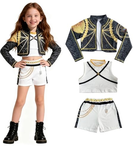 KP0p Dem0n Cosplay Enfants Deguisement, 3 Pièces Costume C0splay KP0P, Ru-mi Anime Cosplay C0stume, Deguisement D-emon Hun-ters, P0p Singers Déguisement, Hunters C0splay C0stume pour Filles (150)