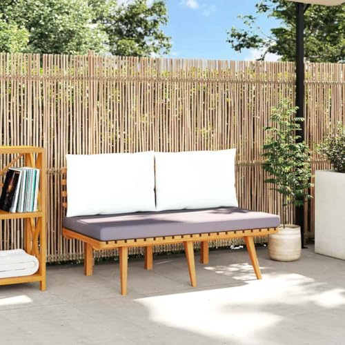 Frdhee Mobili da balcone ad angolo, panca da giardino con cuscino, 115 cm, in legno massiccio di acacia, per esterni, giardino, terrazza, balcone, liberamente combinabile
