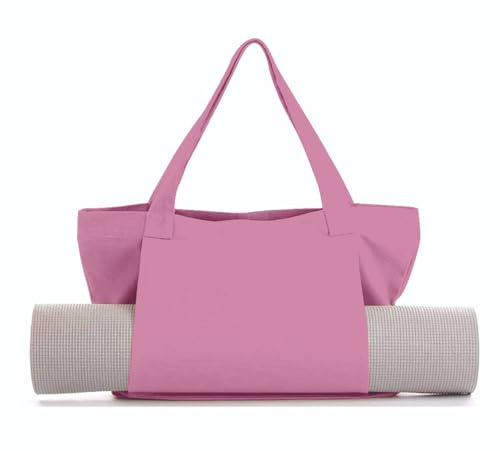 Bestevery Sac Yoga Toile Grande Poche, Sac Sport Tapis Pliable, Ouverture Latérale, avec Grande Poche à l'avant, pour Peut contenir Un Tapis de Yoga（Beige Clair）
