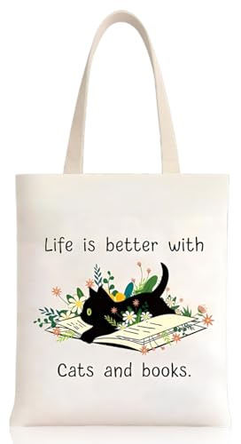 MOPZIJA Bolsa Tela, tote bag, bolsa de lona, bolsa de lona con estampado de gato, bolsa de compras reutilizable de algodón con bolsillo, bonitas bolsas de playa estéticas para mujeres como
