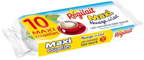 Onctuosité parfaite pour vos boissons chaudes - REGILAIT Nuage de Lait, Lait concentré non sucré, 10 coupelles individuelles de 14g - Lot de 4