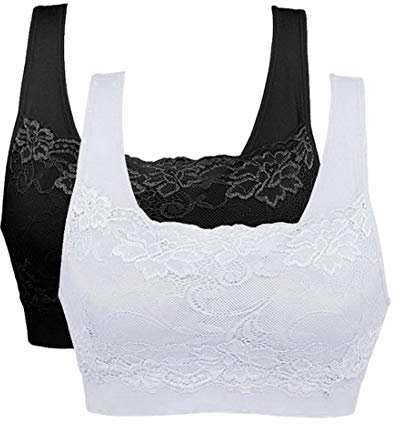Litthing Women Sports Bra Seamless Comfortable Soft Breathable Ladies Lace Bras Removable Padded Tops Push up Underwear Packs for Yoga Fitness Exercise